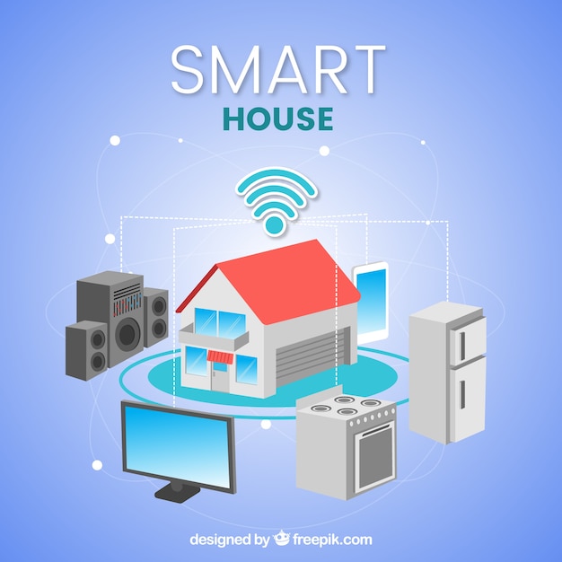 Maison intelligente avec des fonctions dans un style plat Vecteur gratuit