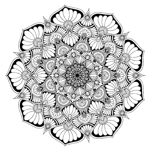 Mandala Fleur Ronde Pour Tatouage, Henné. éléments ...