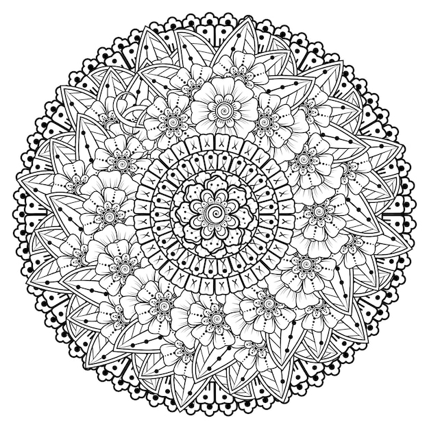 Mandala Avec Des Fleurs De Mehndi. Ornement Décoratif De ...