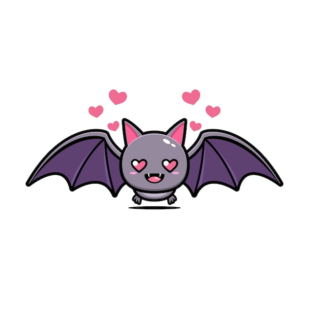 Mascotte De Dessin Anime Mignon Chauve Souris Vecteur Premium