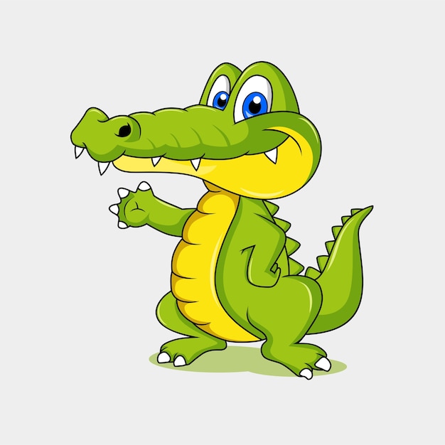 Mascotte Drole De Crocodile Vecteur Premium