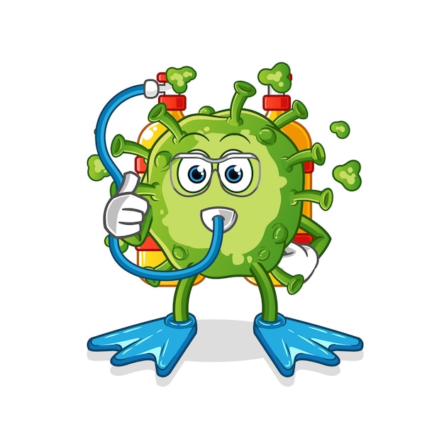 Mascotte De Plongeurs De Virus Vecteur Premium