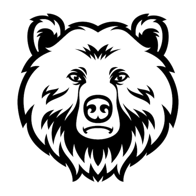 Mascotte Tete D Ours Logo Noir Et Blanc Vecteur Premium