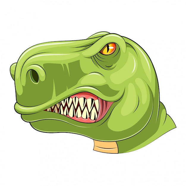 Mascotte de tête de tyrannosaure vert Vecteur Premium
