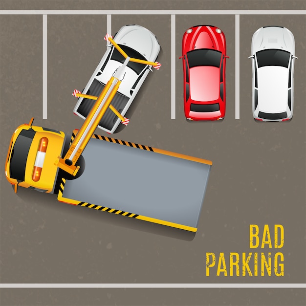 Mauvais parking vue de dessus fond Vecteur gratuit