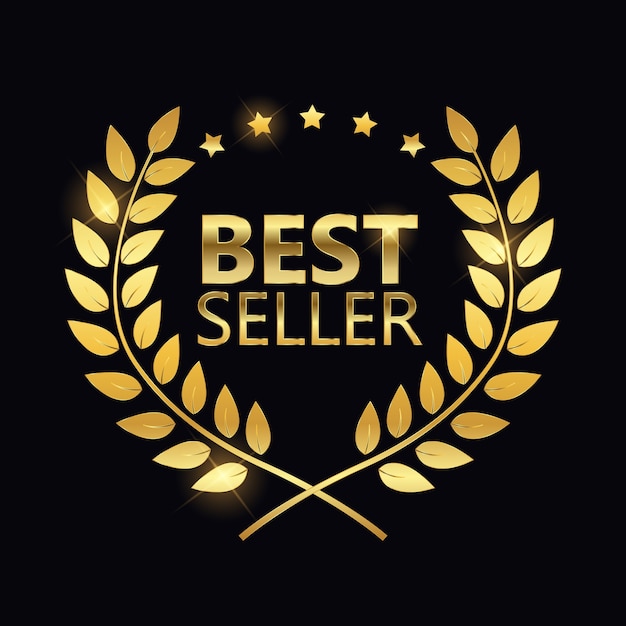 Meilleur Vendeur Golden Label Sign Vecteur Premium
