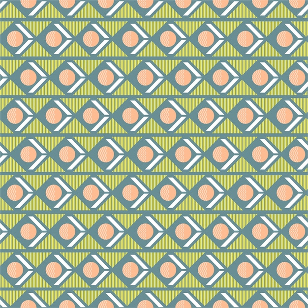 Mélange de motifs sans soudure géométriques doux et pastel avec une rayure de triangle de cercle dans la conception d'humeur rétro horizontale pour la mode, le tissu, le papier peint, l'emballage et tous les imprimés Vecteur Premium