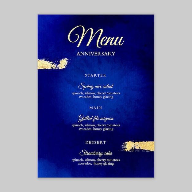 Menu Anniversaire 25 Ans Vecteur Gratuite