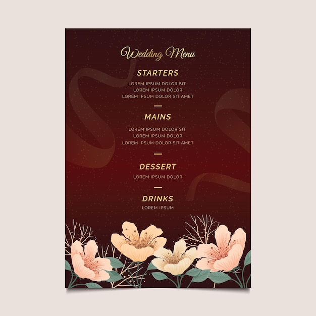 Menu Anniversaire De Mariage | Vecteur Gratuite