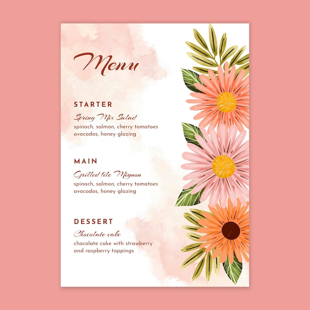 Menu Anniversaire De Mariage Vecteur Gratuite