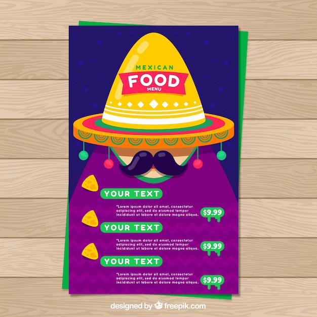 Menu Mexicain Coloré De Nourriture | Vecteur Gratuite