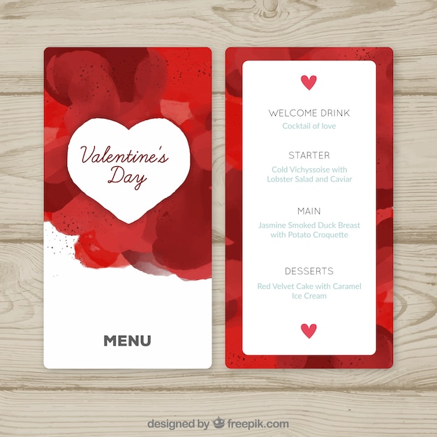 Menu De Restaurant Romantique Pour La Saint Valentin Vecteur Gratuite