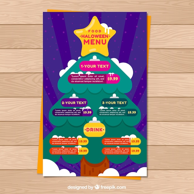 Menu De Sapin De Noël Au Design Plat | Vecteur Gratuite