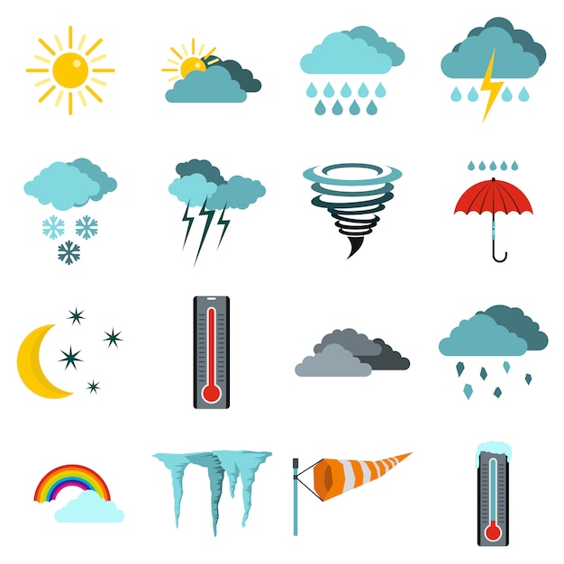 Météo set d'icônes Vecteur Premium