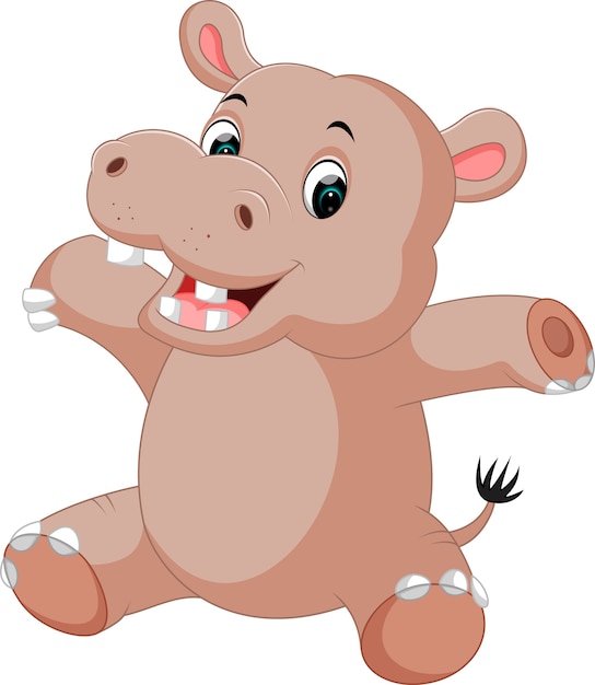 Mignon Bebe Hippopotame Vecteur Premium