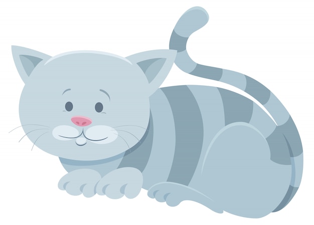 Mignon Chat Tigre Gris Personnage Animal De Dessin Anime Vecteur Premium