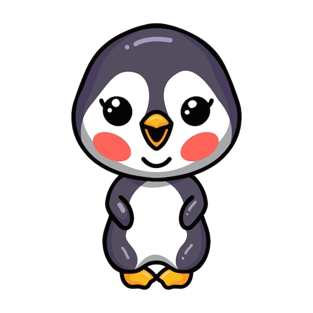 Mignon Petit Bebe Pingouin Dessin Anime Debout Vecteur Premium