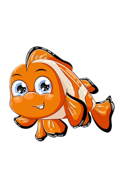 Un Mignon Petit Poisson Clown Orange Illustration De Dessin Anime Animal Vecteur Premium