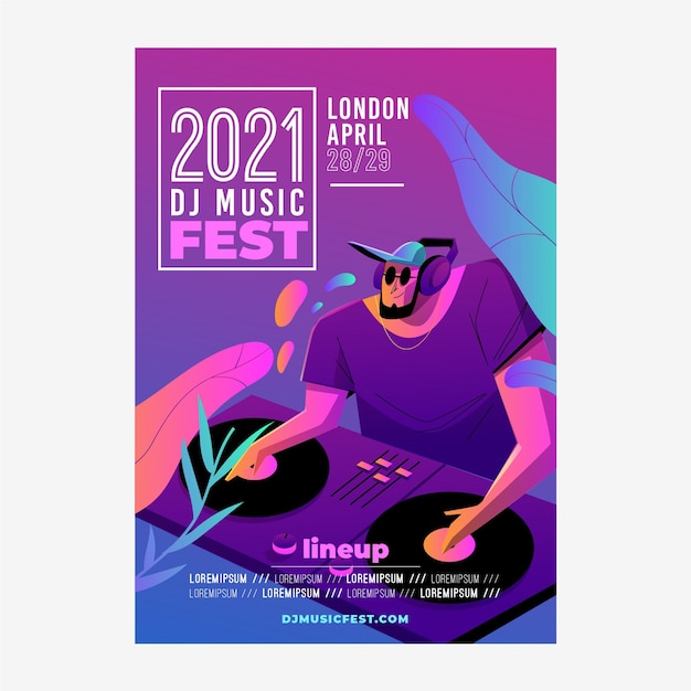 Modèle D'affiche De Festival De Musique Illustré | Vecteur ...