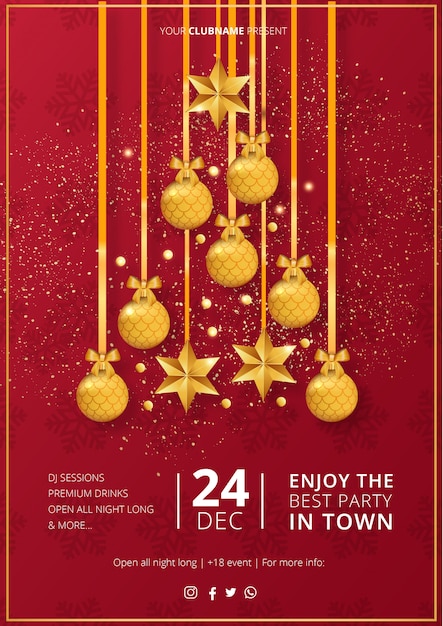 Modèle d'affiche de fête joyeuse de noël moderne Vecteur gratuit