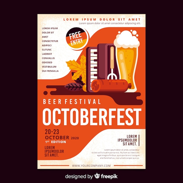 Modèle D'affiche Oktoberfest Design Plat | Vecteur Gratuite