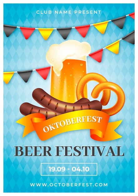 Modèle D'affiche Oktoberfest Réaliste | Vecteur Gratuite