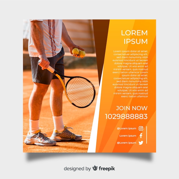 Mod le D  affiche  De Tennis Avec Photo Vecteur Gratuite