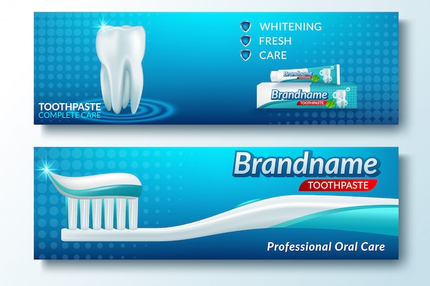 Modèle de bannière dent et service dentaire Vecteur Premium