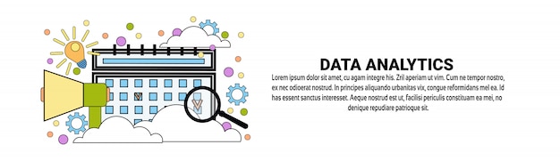 Modèle de bannière horizontale data analytics business analysis Vecteur Premium