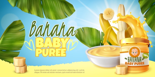 Modele De Banniere De Puree De Banane Premier Bebe Vecteur Gratuite