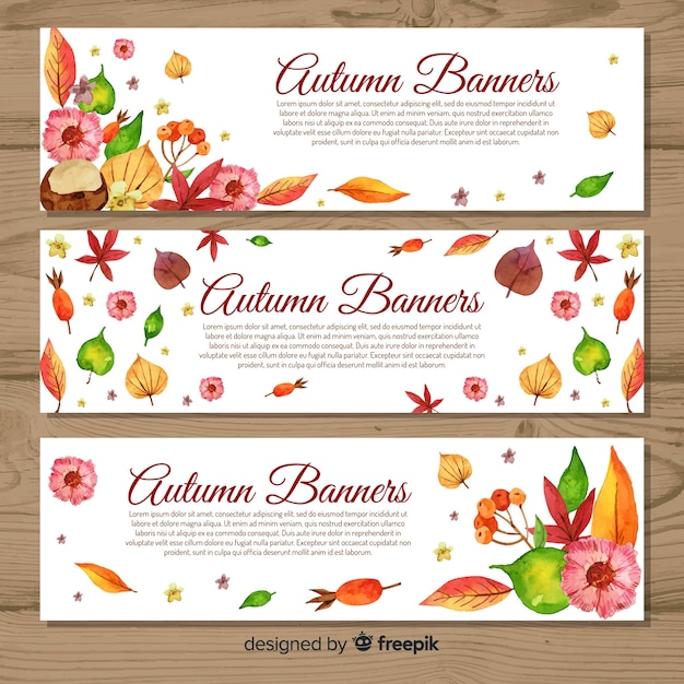 Modèle de bannières automne style aquarelle Vecteur gratuit