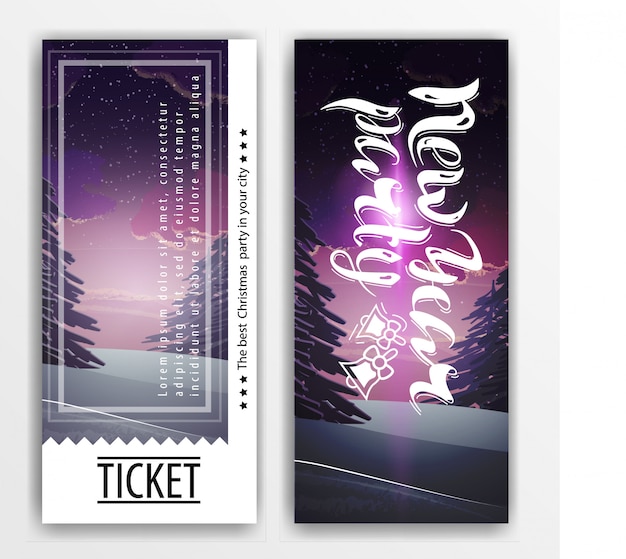 Modèle de billet pour une fête du nouvel an Vecteur Premium