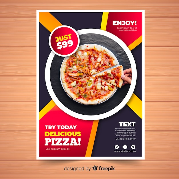 Modele De Brochure De Pizza Photographique Vecteur Gratuite