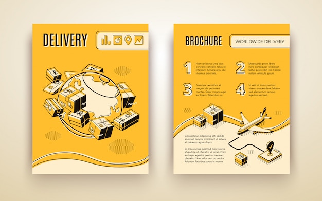Modèle de brochure de vecteur pour l'expédition dans le monde entier, livraison d'air Vecteur gratuit