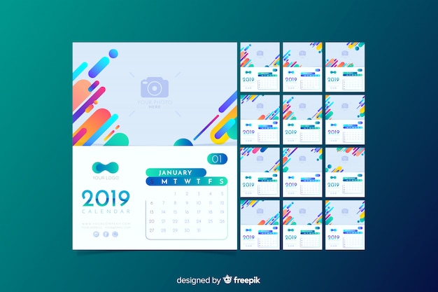 Modèle de calendrier 2019 Vecteur gratuit