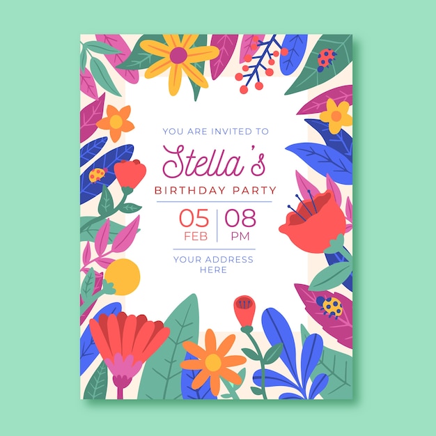 Mod le De Carte  D  anniversaire  Design Floral Vecteur 