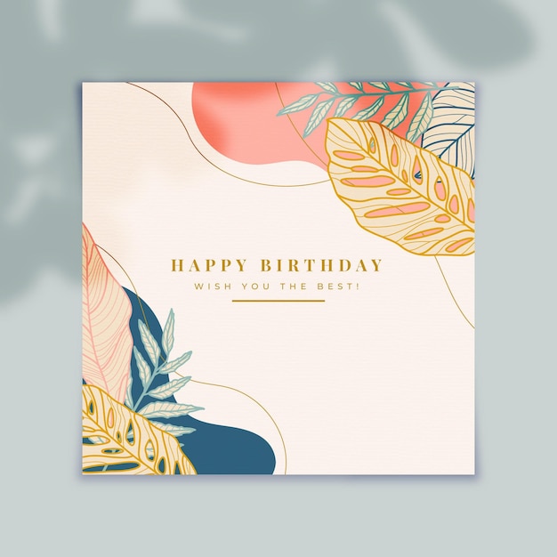 Modele De Carte D Anniversaire Floral Vecteur Gratuite