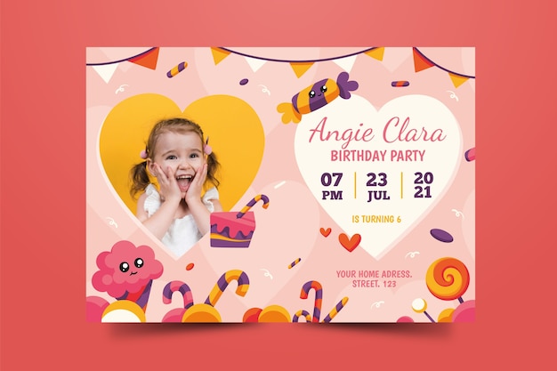 Modele De Carte D Anniversaire Pour Enfants Adorables Vecteur Gratuite