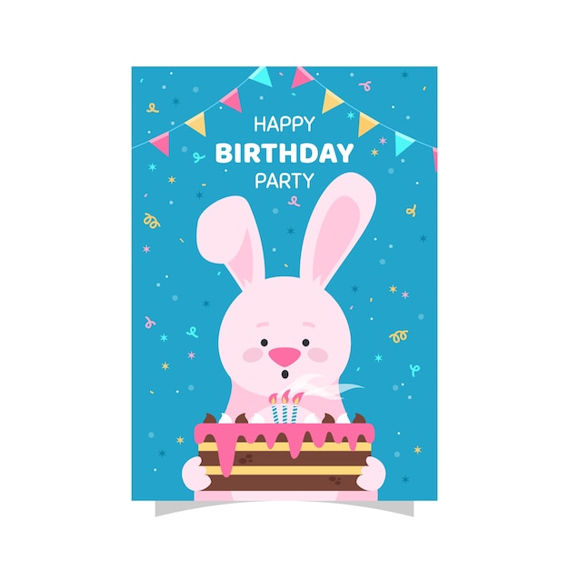 Modele De Carte D Anniversaire Pour Enfants Avec Lapin Vecteur Gratuite