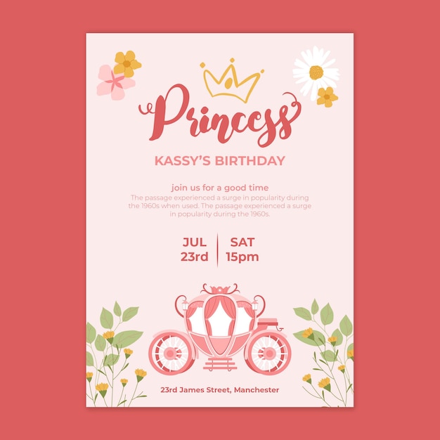 Modele De Carte D Anniversaire Princesse Pour Enfants Vecteur Gratuite