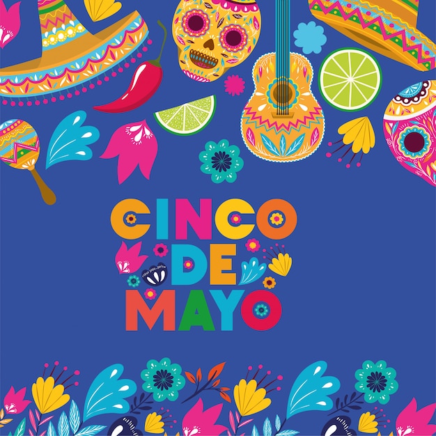 Modèle de carte cinco de mayo Vecteur Premium