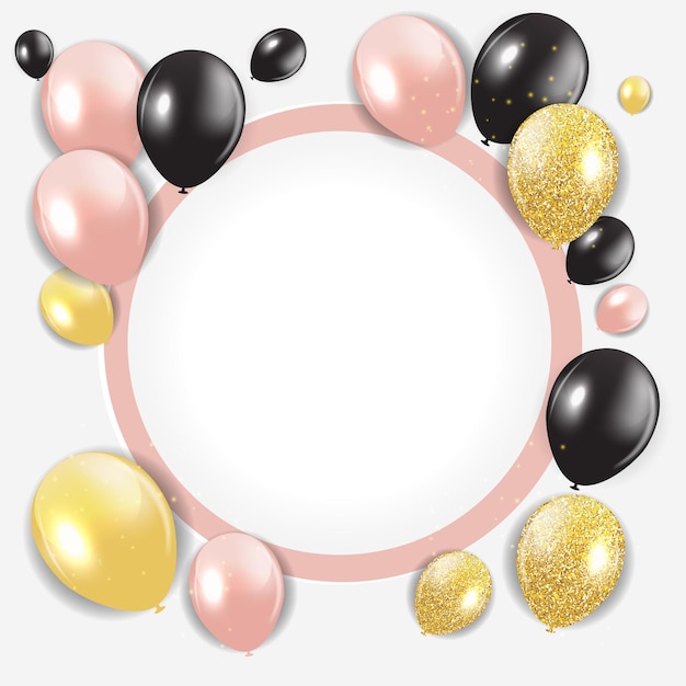 Modele De Carte De Fond Abstrait Joyeux Anniversaire Avec Des Ballons Vecteur Premium