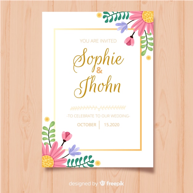 Modèle De Carte D'invitation Cadre Floral | Vecteur Gratuite