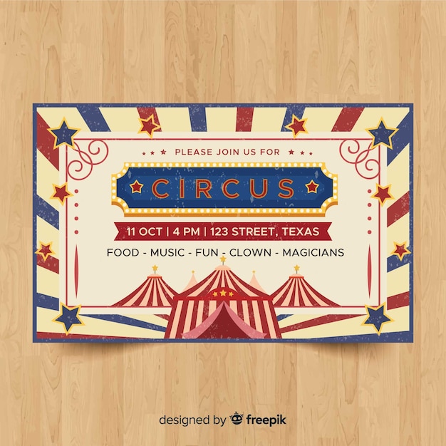 Modele De Carte D Invitation De Fete De Cirque Vintage Vecteur Gratuite