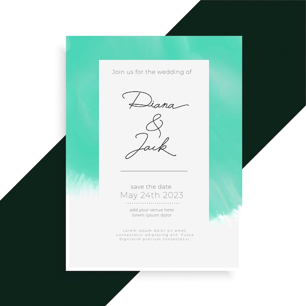 Modèle de carte invitation de mariage élégant aquarelle Vecteur gratuit