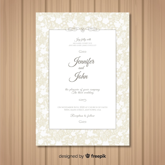 Modele De Carte D Invitation De Mariage Elegant Vecteur Gratuite