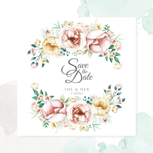 Modèle De Carte Invitation Mariage Floral Sertie De Fleurs à