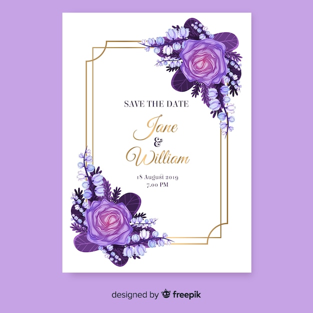 Modèle De Carte D'invitation De Mariage Floral | Vecteur ...