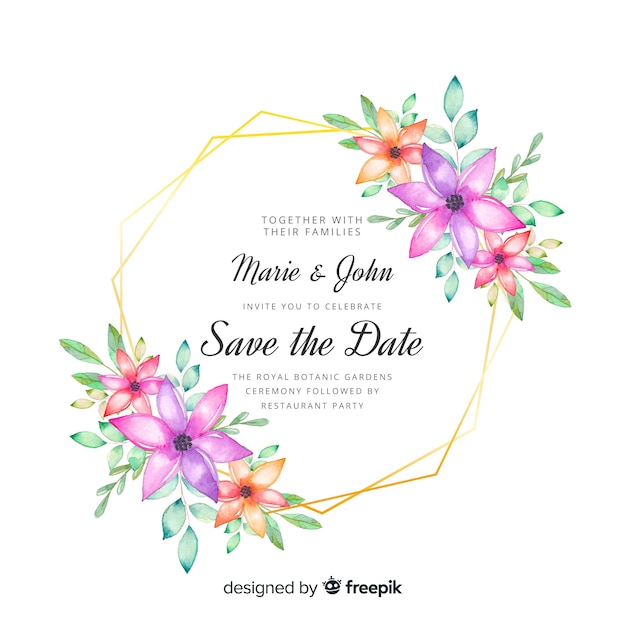 Modèle De Carte D'invitation De Mariage Floral | Vecteur ...