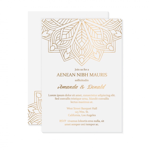 Modele De Carte D Invitation De Mariage De Luxe Vecteur Gratuite